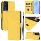 For TCL 505 Skin Feel Solid Color Leather Phone Case with Lanyard(Lemon Yellow) - 1