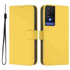 For TCL 505 Skin Feel Solid Color Leather Phone Case with Lanyard(Lemon Yellow) - 2