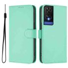 For TCL 505 Skin Feel Solid Color Leather Phone Case with Lanyard(Mint Green) - 2