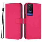 For TCL 505 Skin Feel Solid Color Leather Phone Case with Lanyard(Rose Red) - 2