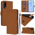 For TCL Stylus Skin Feel Solid Color Leather Phone Case with Lanyard(Brown) - 1