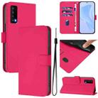 For TCL Stylus Skin Feel Solid Color Leather Phone Case with Lanyard(Rose Red) - 1