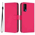 For TCL Stylus Skin Feel Solid Color Leather Phone Case with Lanyard(Rose Red) - 2