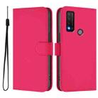 For TCL 20 R 5G Skin Feel Solid Color Leather Phone Case with Lanyard(Rose Red) - 2