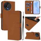 For TCL 605 / 60 SE Skin Feel Solid Color Leather Phone Case with Lanyard(Brown) - 1
