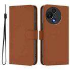 For TCL 605 / 60 SE Skin Feel Solid Color Leather Phone Case with Lanyard(Brown) - 2