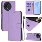 For TCL 605 / 60 SE Skin Feel Solid Color Leather Phone Case with Lanyard(Lavender Purple) - 1