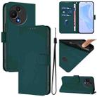 For TCL 605 / 60 SE Skin Feel Solid Color Leather Phone Case with Lanyard(Dark Green) - 1
