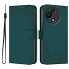 For TCL 605 / 60 SE Skin Feel Solid Color Leather Phone Case with Lanyard(Dark Green) - 2