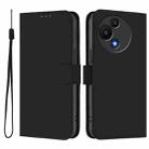 For TCL 605 / 60 SE Skin Feel Solid Color Leather Phone Case with Lanyard(Black) - 2
