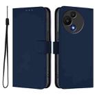 For TCL 605 / 60 SE Skin Feel Solid Color Leather Phone Case with Lanyard(Navy Blue) - 2