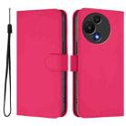 For TCL 605 / 60 SE Skin Feel Solid Color Leather Phone Case with Lanyard(Rose Red) - 2