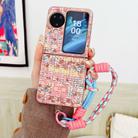 For OPPO Find N3 Flip Illusory Color Weaving Texture Phone Case with Color Strap(Pink) - 2