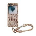 For Samsung Galaxy Z Flip6 Illusory Color Weaving Texture Phone Case with Color Strap(Brown) - 1