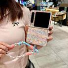 For Huawei Pura X Illusory Color Weaving Texture Phone Case with Color Strap(Pink) - 2