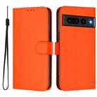 For Google Pixel 7 Pro Skin Feel Solid Color Leather Phone Case with Lanyard(Orange) - 2