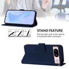 For Google Pixel 8 Skin Feel Solid Color Leather Phone Case with Lanyard(Navy Blue) - 3