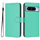 For Google Pixel 8 Pro Skin Feel Solid Color Leather Phone Case with Lanyard(Green) - 2