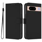 For Google Pixel 8a Skin Feel Solid Color Leather Phone Case with Lanyard(Black) - 2