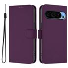 For Google Pixel 9 / Pixel 9 Pro Skin Feel Solid Color Leather Phone Case with Lanyard(Violet) - 2