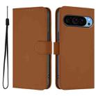 For Google Pixel 9 Pro XL Skin Feel Solid Color Leather Phone Case with Lanyard(Brown) - 2