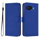 For Google Pixel 9a Skin Feel Solid Color Leather Phone Case with Lanyard(Dark Blue) - 2