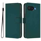 For Google Pixel 9a Skin Feel Solid Color Leather Phone Case with Lanyard(Dark Green) - 2