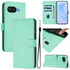 For Google Pixel 9a Skin Feel Solid Color Leather Phone Case with Lanyard(Mint Green) - 1