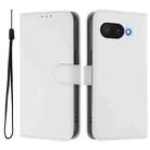 For Google Pixel 9a Skin Feel Solid Color Leather Phone Case with Lanyard(White) - 2