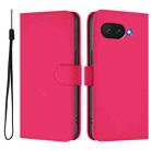 For Google Pixel 9a Skin Feel Solid Color Leather Phone Case with Lanyard(Rose Red) - 2