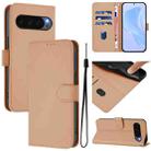 For Google Pixel 10 / 10 Pro Skin Feel Solid Color Leather Phone Case with Lanyard(Nude) - 1