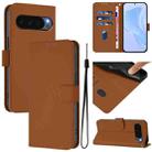 For Google Pixel 10 Pro XL Skin Feel Solid Color Leather Phone Case with Lanyard(Brown) - 1