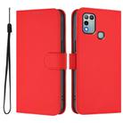For Infinix Hot 10 Play Skin Feel Solid Color Leather Phone Case with Lanyard(Red) - 2