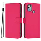 For Infinix Hot 10 Play Skin Feel Solid Color Leather Phone Case with Lanyard(Rose Red) - 2