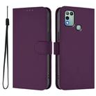 For Infinix Hot 10 Play Skin Feel Solid Color Leather Phone Case with Lanyard(Violet) - 2