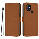 For Infinix Hot 10 Skin Feel Solid Color Leather Phone Case with Lanyard(Brown) - 2
