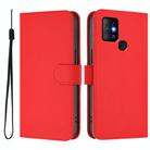 For Infinix Hot 10 Skin Feel Solid Color Leather Phone Case with Lanyard(Red) - 2