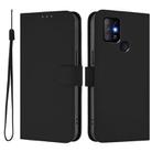 For Infinix Hot 10 Skin Feel Solid Color Leather Phone Case with Lanyard(Black) - 2