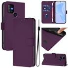 For Infinix Hot 10 Skin Feel Solid Color Leather Phone Case with Lanyard(Violet) - 1