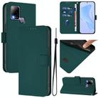 For Infinix Hot 10T / Hot 10s Skin Feel Solid Color Leather Phone Case with Lanyard(Dark Green) - 1