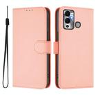 For Infinix Hot 12 Play Skin Feel Solid Color Leather Phone Case with Lanyard(Pink) - 2