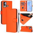 For Infinix Hot 12 Play Skin Feel Solid Color Leather Phone Case with Lanyard(Orange) - 1