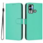 For Infinix Hot 12 Play Skin Feel Solid Color Leather Phone Case with Lanyard(Green) - 2