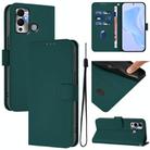 For Infinix Hot 12 Play Skin Feel Solid Color Leather Phone Case with Lanyard(Dark Green) - 1