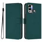 For Infinix Hot 12 Play Skin Feel Solid Color Leather Phone Case with Lanyard(Dark Green) - 2