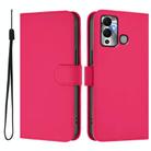 For Infinix Hot 12 Play Skin Feel Solid Color Leather Phone Case with Lanyard(Rose Red) - 2