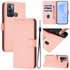 For Infinix Hot 12i / 20i Skin Feel Solid Color Leather Phone Case with Lanyard(Pink) - 1