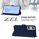 For Infinix Hot 20 4G Skin Feel Solid Color Leather Phone Case with Lanyard(Navy Blue) - 3