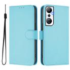 For Infinix Hot 20 4G Skin Feel Solid Color Leather Phone Case with Lanyard(Sky Blue) - 2