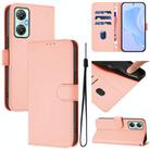 For Infinix Hot 20 5G Skin Feel Solid Color Leather Phone Case with Lanyard(Pink) - 1